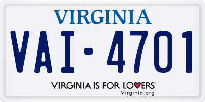 VA license plate VAI4701