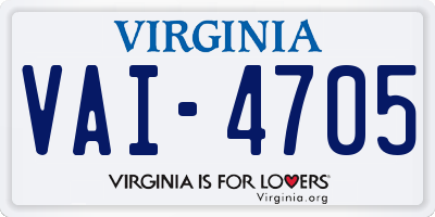VA license plate VAI4705