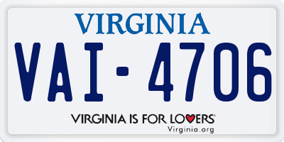 VA license plate VAI4706