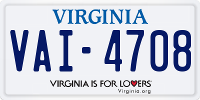 VA license plate VAI4708
