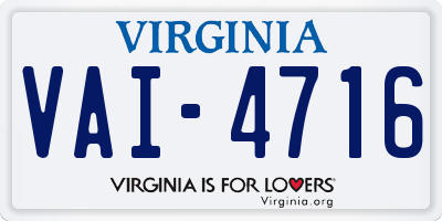 VA license plate VAI4716