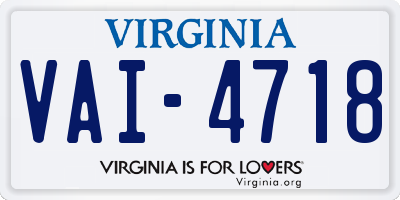 VA license plate VAI4718