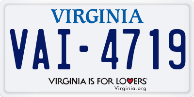VA license plate VAI4719