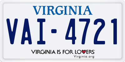 VA license plate VAI4721