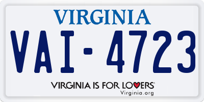 VA license plate VAI4723