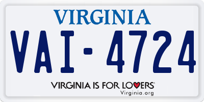 VA license plate VAI4724