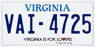 VA license plate VAI4725