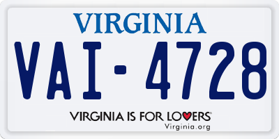 VA license plate VAI4728