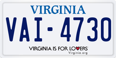 VA license plate VAI4730
