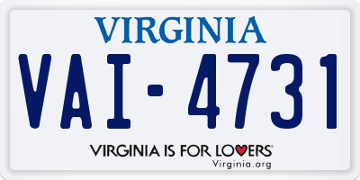 VA license plate VAI4731
