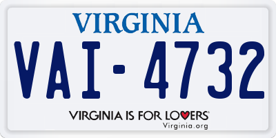 VA license plate VAI4732