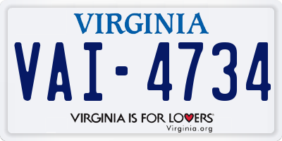 VA license plate VAI4734