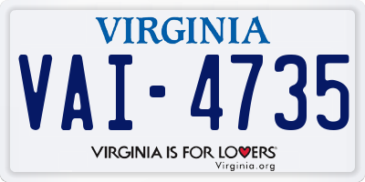 VA license plate VAI4735