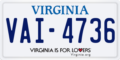 VA license plate VAI4736