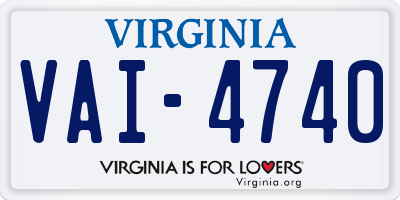 VA license plate VAI4740