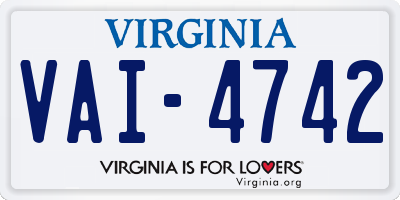 VA license plate VAI4742