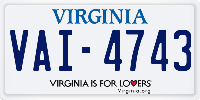 VA license plate VAI4743