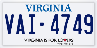 VA license plate VAI4749