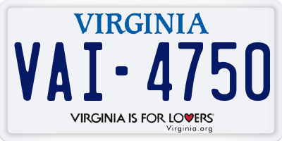 VA license plate VAI4750