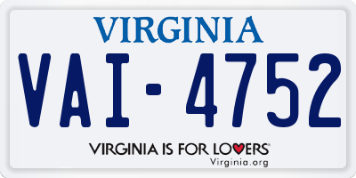 VA license plate VAI4752