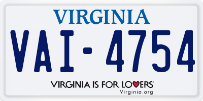 VA license plate VAI4754
