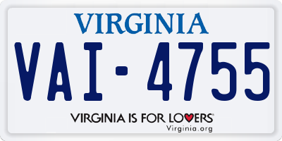 VA license plate VAI4755