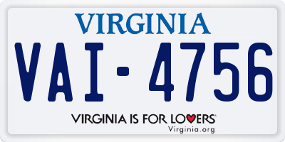 VA license plate VAI4756