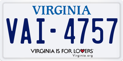 VA license plate VAI4757