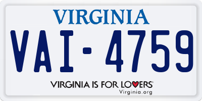 VA license plate VAI4759
