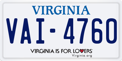 VA license plate VAI4760