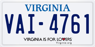 VA license plate VAI4761
