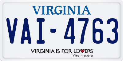 VA license plate VAI4763