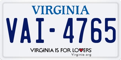 VA license plate VAI4765