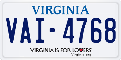 VA license plate VAI4768