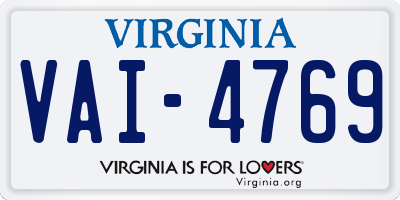 VA license plate VAI4769