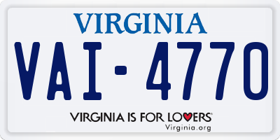 VA license plate VAI4770