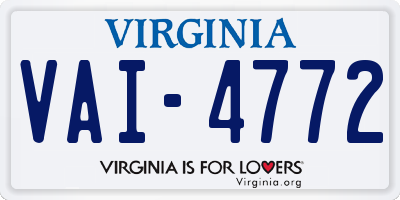 VA license plate VAI4772