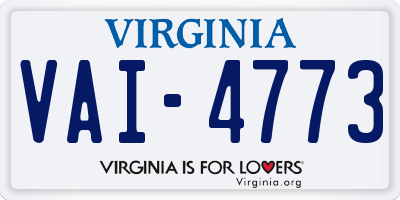 VA license plate VAI4773