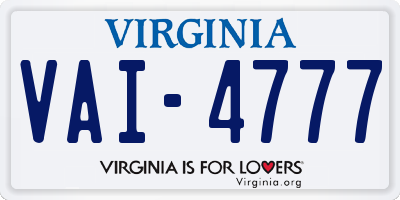 VA license plate VAI4777