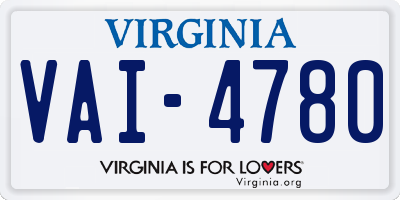 VA license plate VAI4780