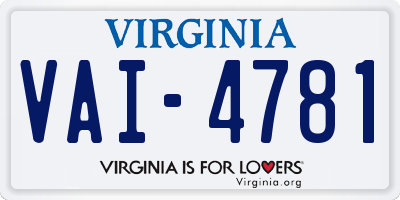 VA license plate VAI4781