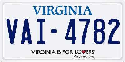 VA license plate VAI4782