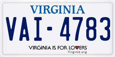 VA license plate VAI4783