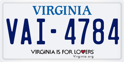 VA license plate VAI4784
