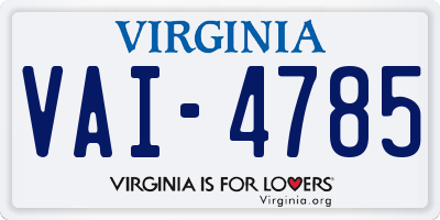 VA license plate VAI4785