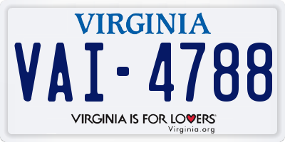 VA license plate VAI4788