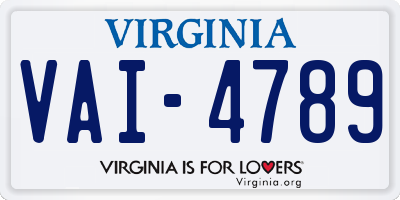 VA license plate VAI4789