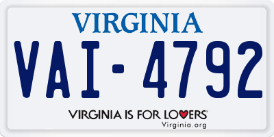 VA license plate VAI4792