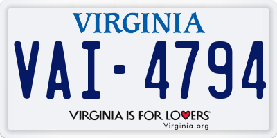 VA license plate VAI4794