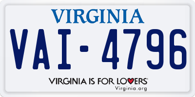 VA license plate VAI4796